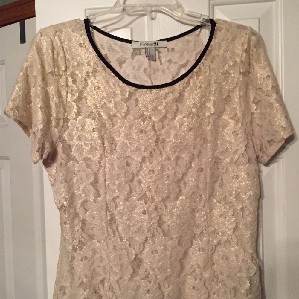 Lacy, see through cream blouse